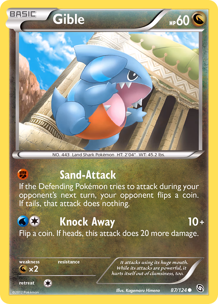Gible Pokemon card (87/124, Dragons Exalted)