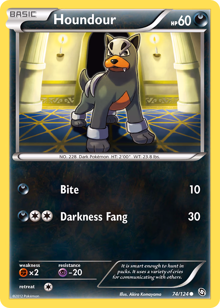 Houndour Pokemon card (74/124, Dragons Exalted)