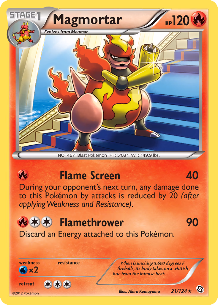 Magmortar Pokemon card (21/124, Dragons Exalted)