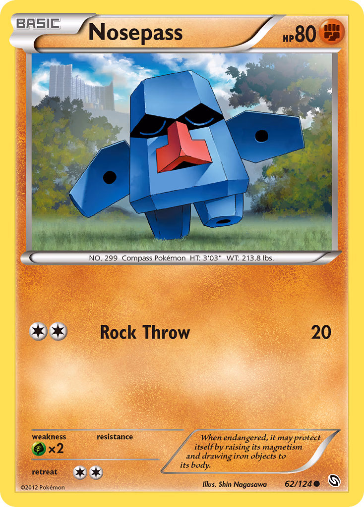 Nosepass Pokemon card (62/124, Dragons Exalted)