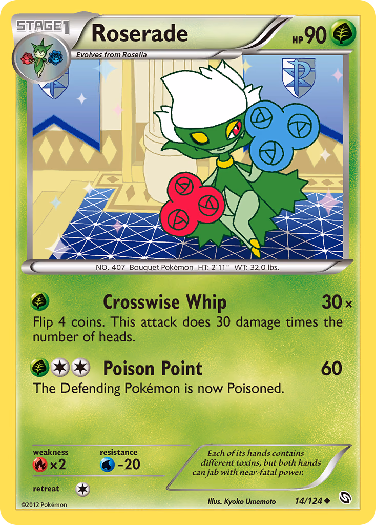 Roserade Pokemon card (14/124, Dragons Exalted)
