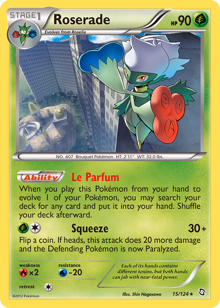 Roserade Pokemon card (15/124, Dragons Exalted)