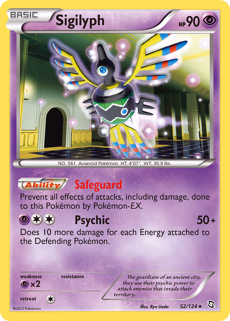 Sigilyph Pokemon card (52/124, Dragons Exalted)