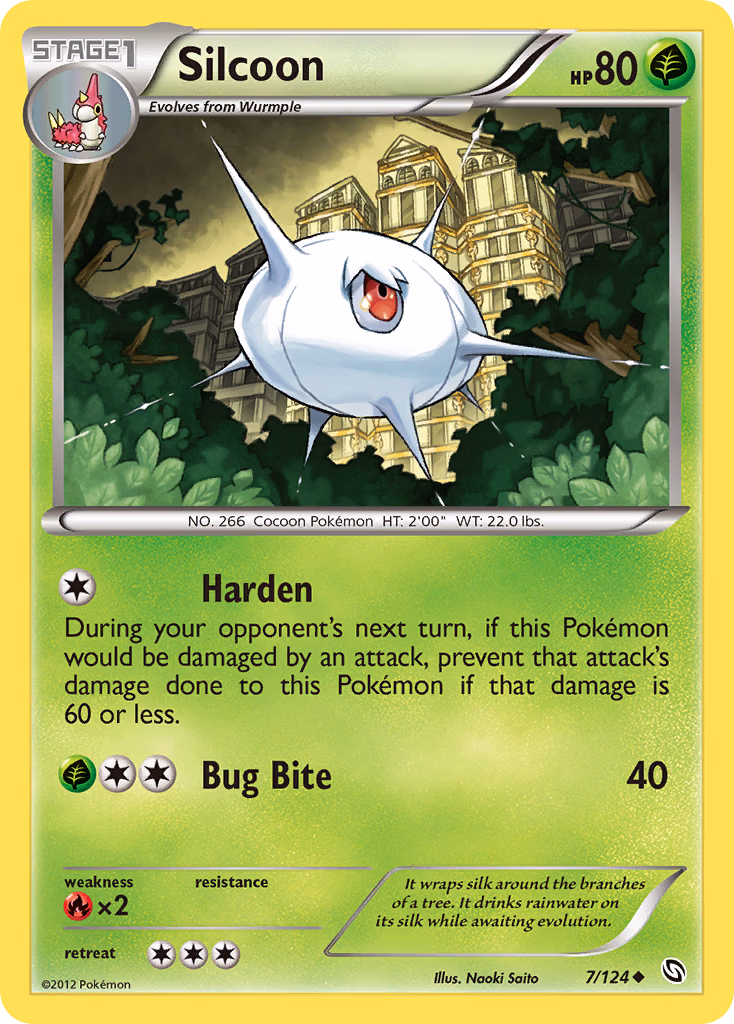 Silcoon Pokemon card (7/124, Dragons Exalted)