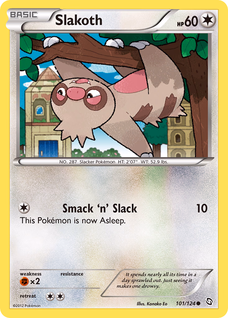 Slakoth Pokemon card (101/124, Dragons Exalted)