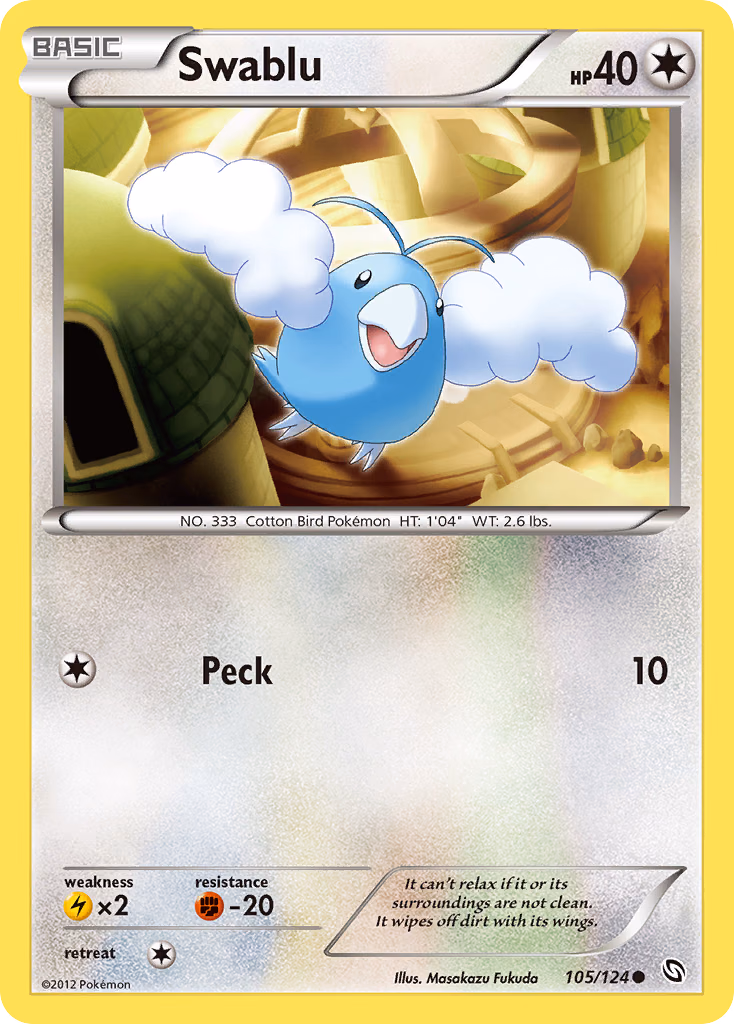 Swablu Pokemon card (105/124, Dragons Exalted)