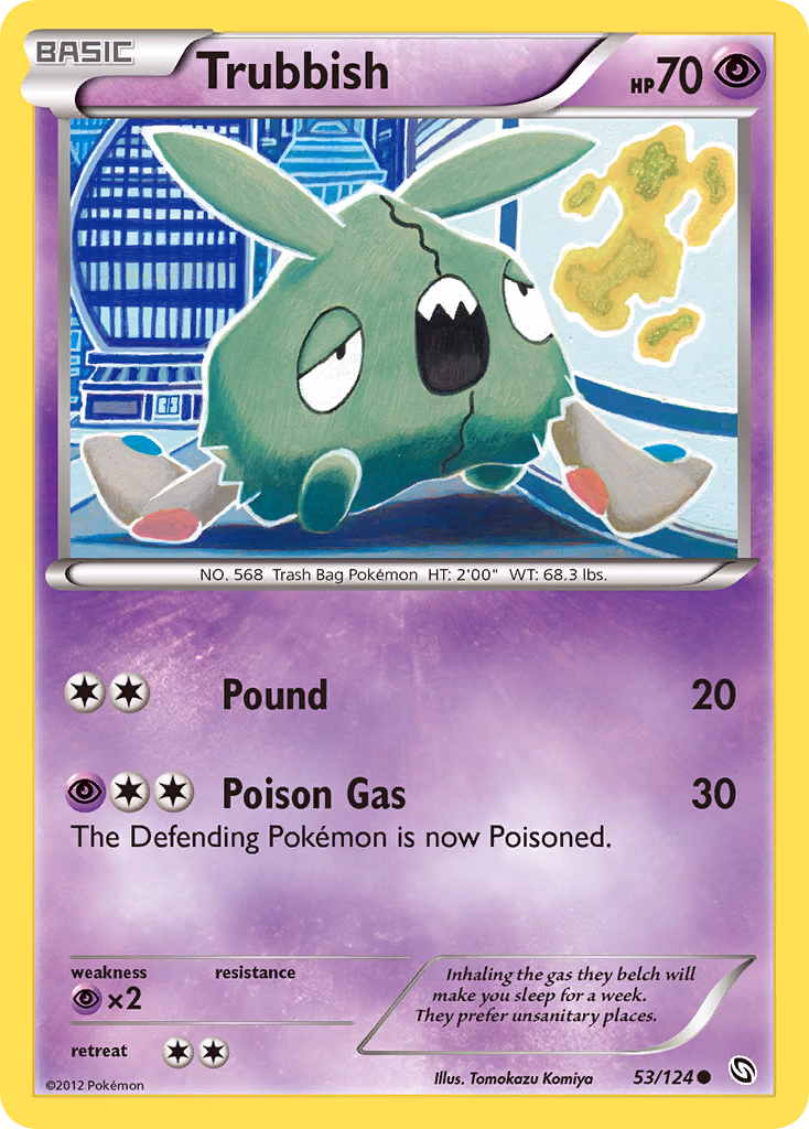 Trubbish Pokemon card (53/124, Dragons Exalted)