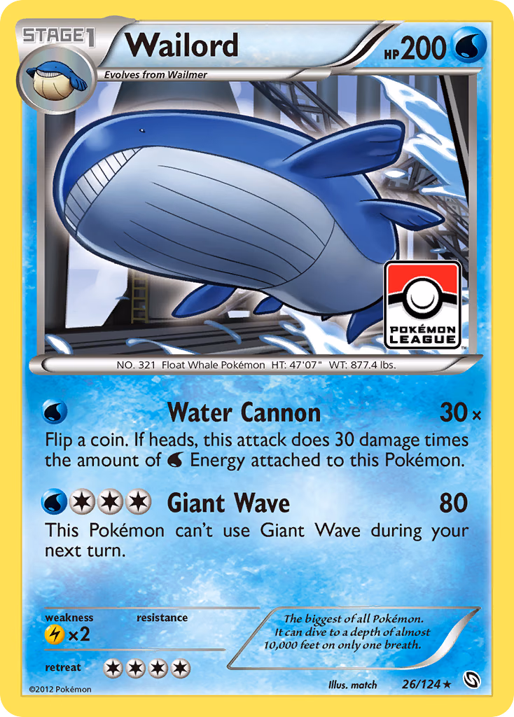 Wailord Pokemon card (26/124, Dragons Exalted)