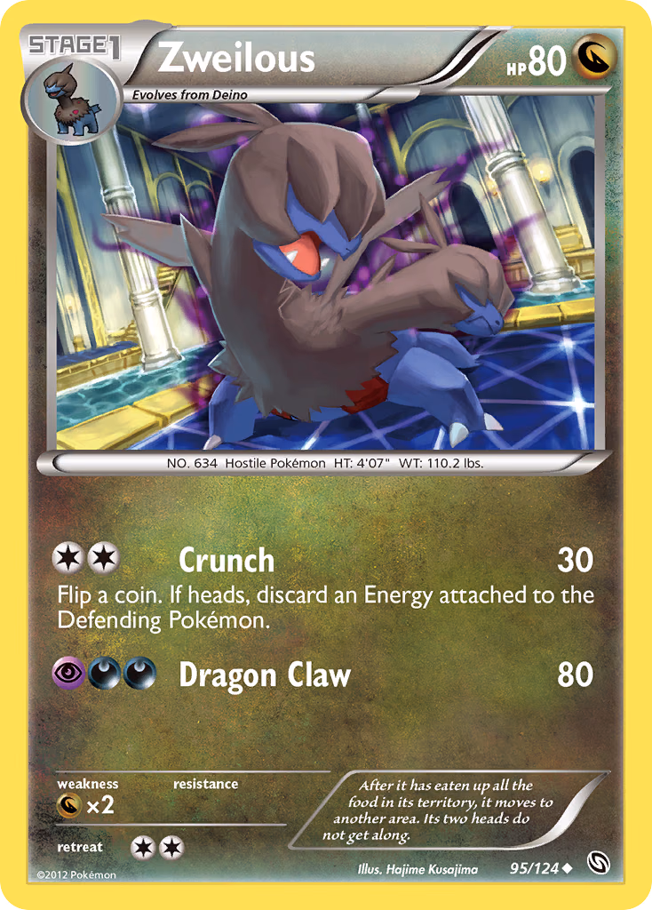 Zweilous Pokemon card (95/124, Dragons Exalted)