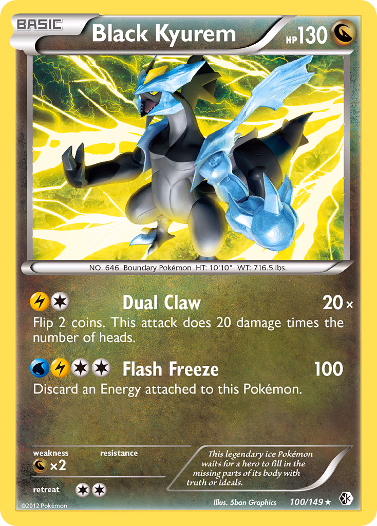 Black Kyurem Pokemon card (100/149, Boundaries Crossed)
