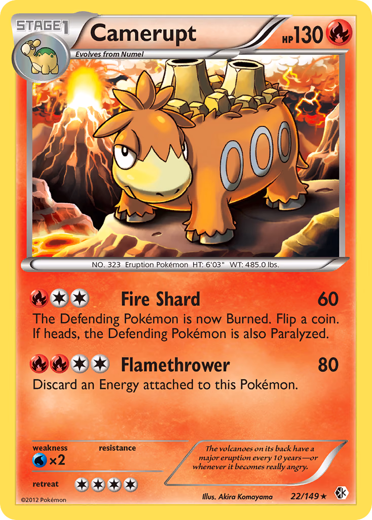 Camerupt Pokemon card (22/149, Boundaries Crossed)