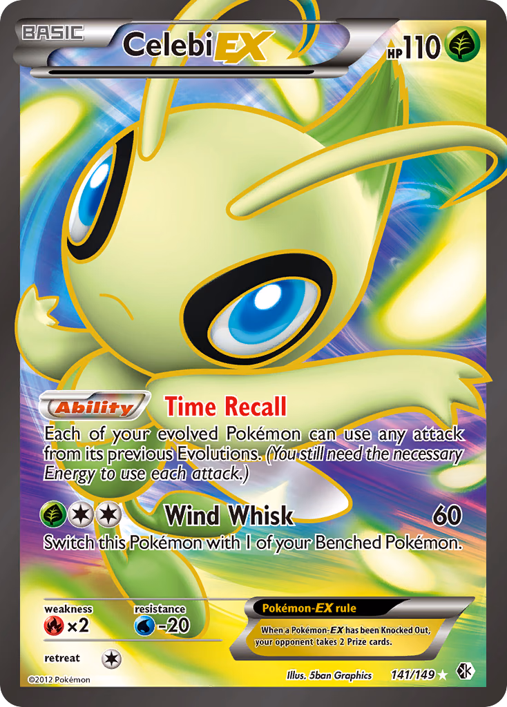 Celebi-EX Pokemon card (141/149, Boundaries Crossed)