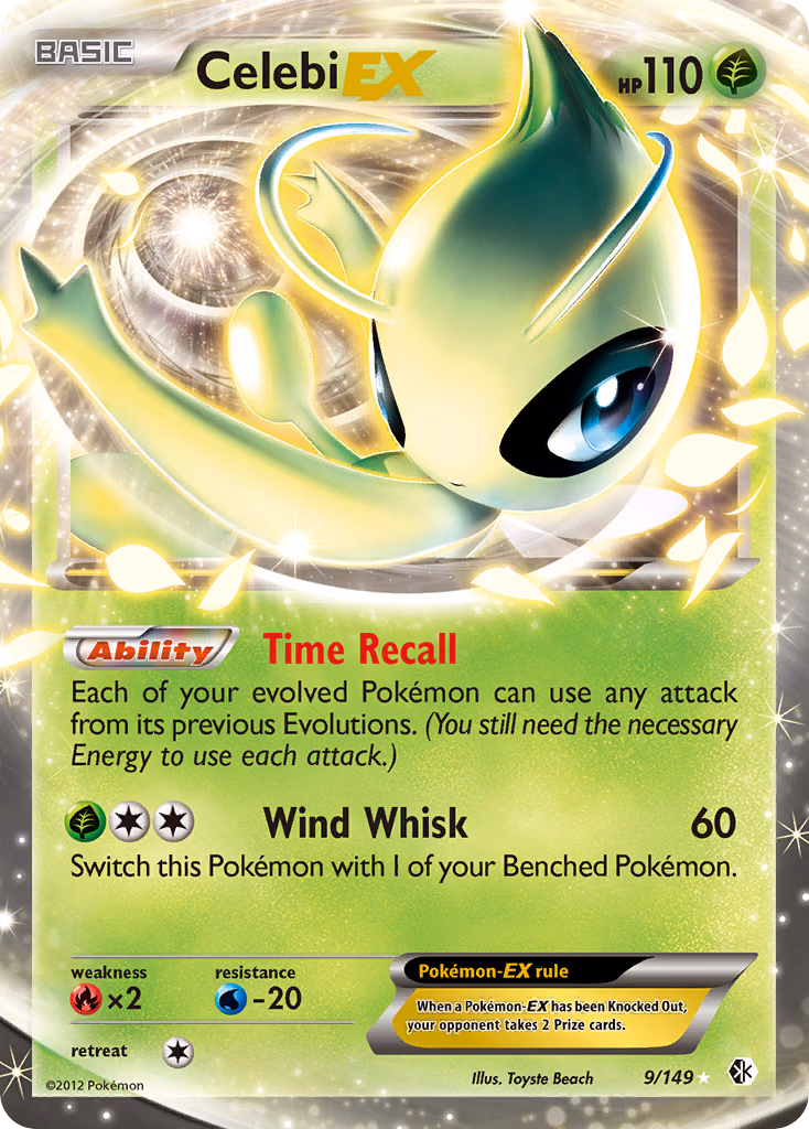 Celebi-EX Pokemon card (9/149, Boundaries Crossed)