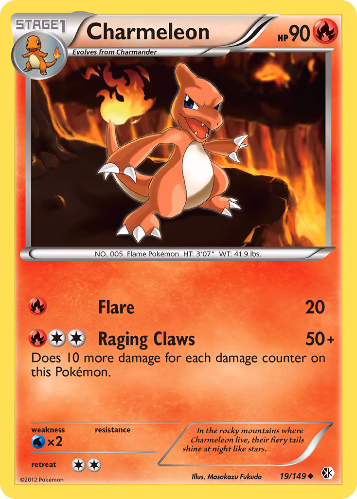 Charmeleon Pokemon card (19/149, Boundaries Crossed)