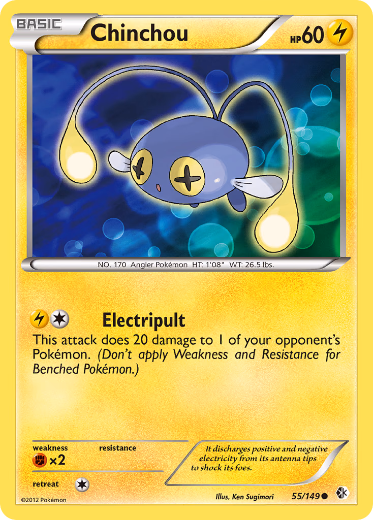 Chinchou Pokemon card (55/149, Boundaries Crossed)