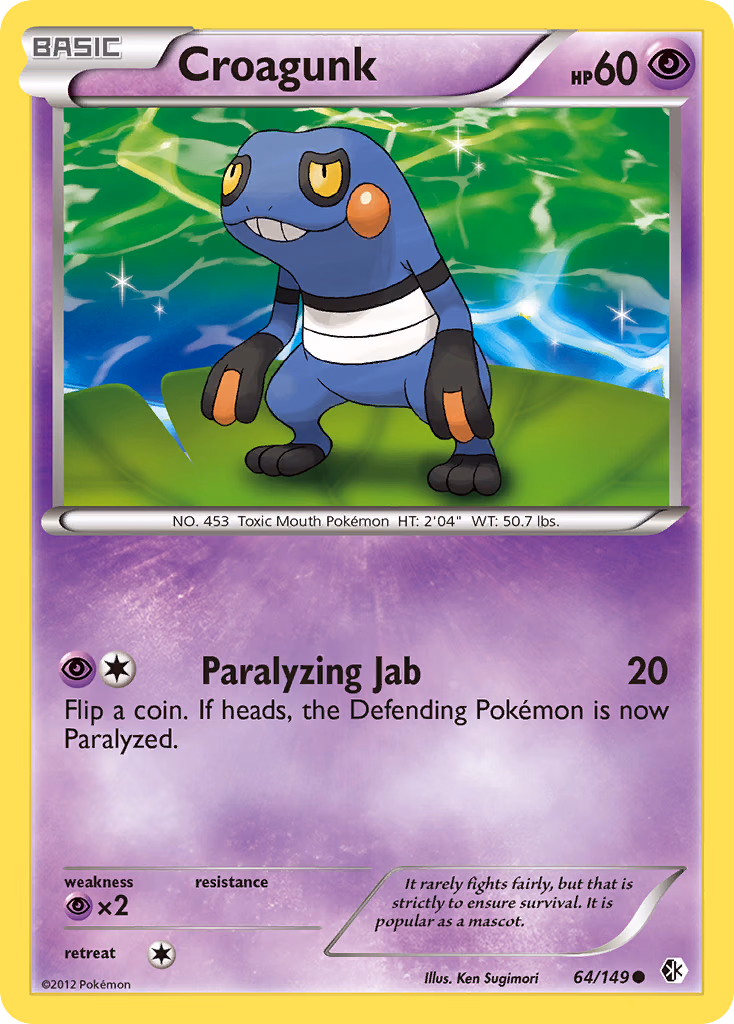 Croagunk Pokemon card (64/149, Boundaries Crossed)