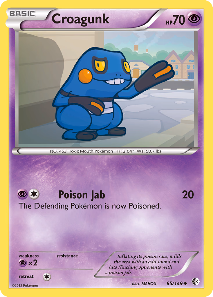 Croagunk Pokemon card (65/149, Boundaries Crossed)