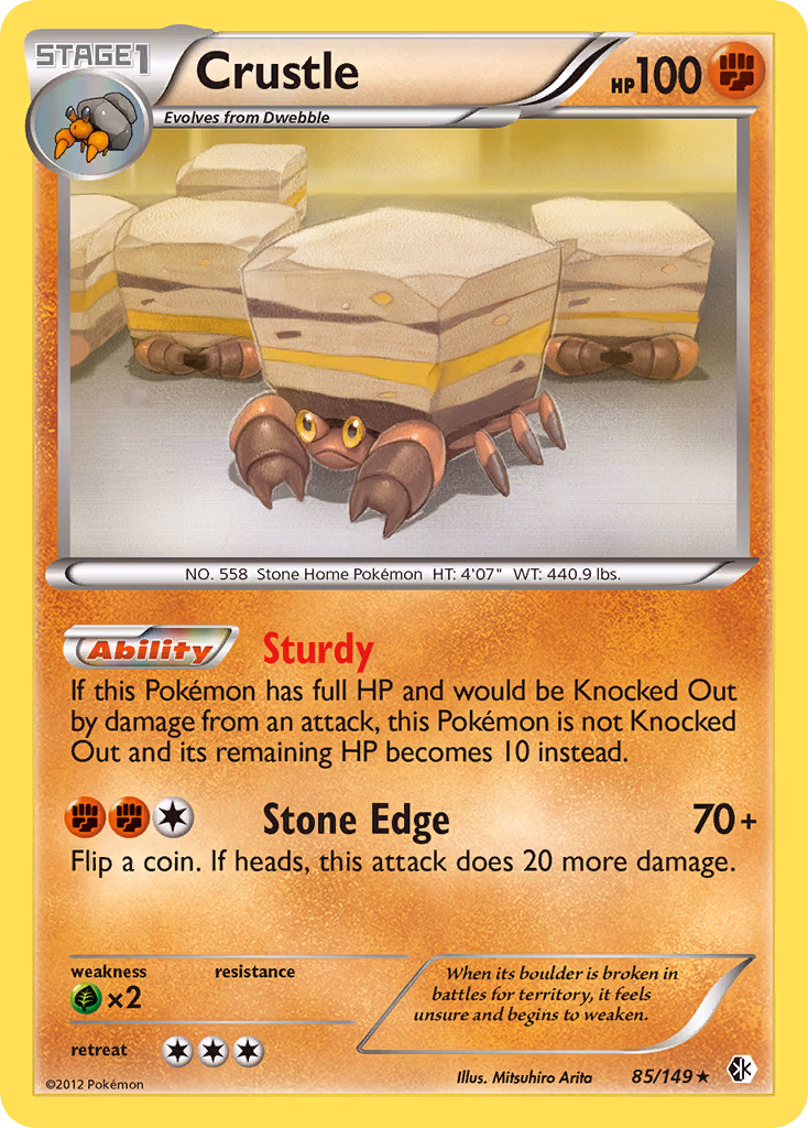 Crustle Pokemon card (85/149, Boundaries Crossed)