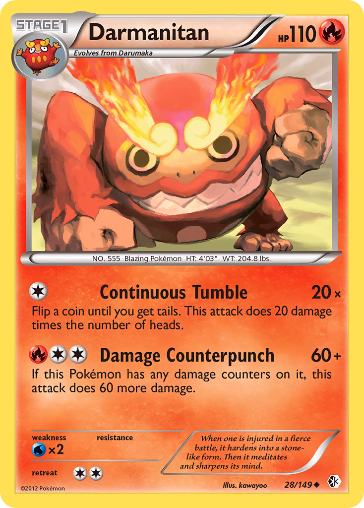 Darmanitan Pokemon card (28/149, Boundaries Crossed)