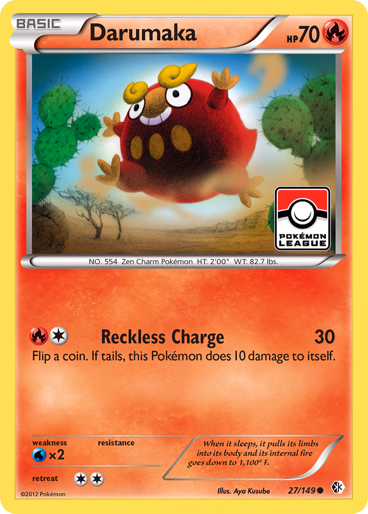 Darumaka Pokemon card (27/149, Boundaries Crossed)