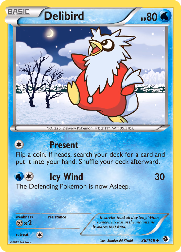 Delibird Pokemon card (38/149, Boundaries Crossed)