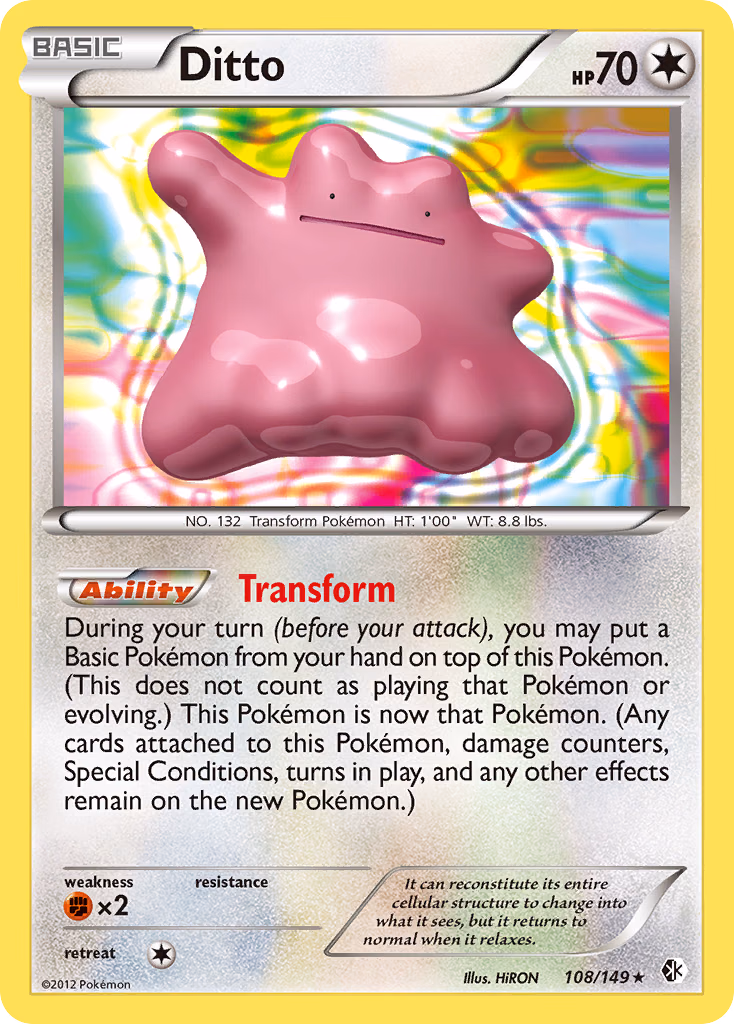 Ditto Pokemon card (108/149, Boundaries Crossed)