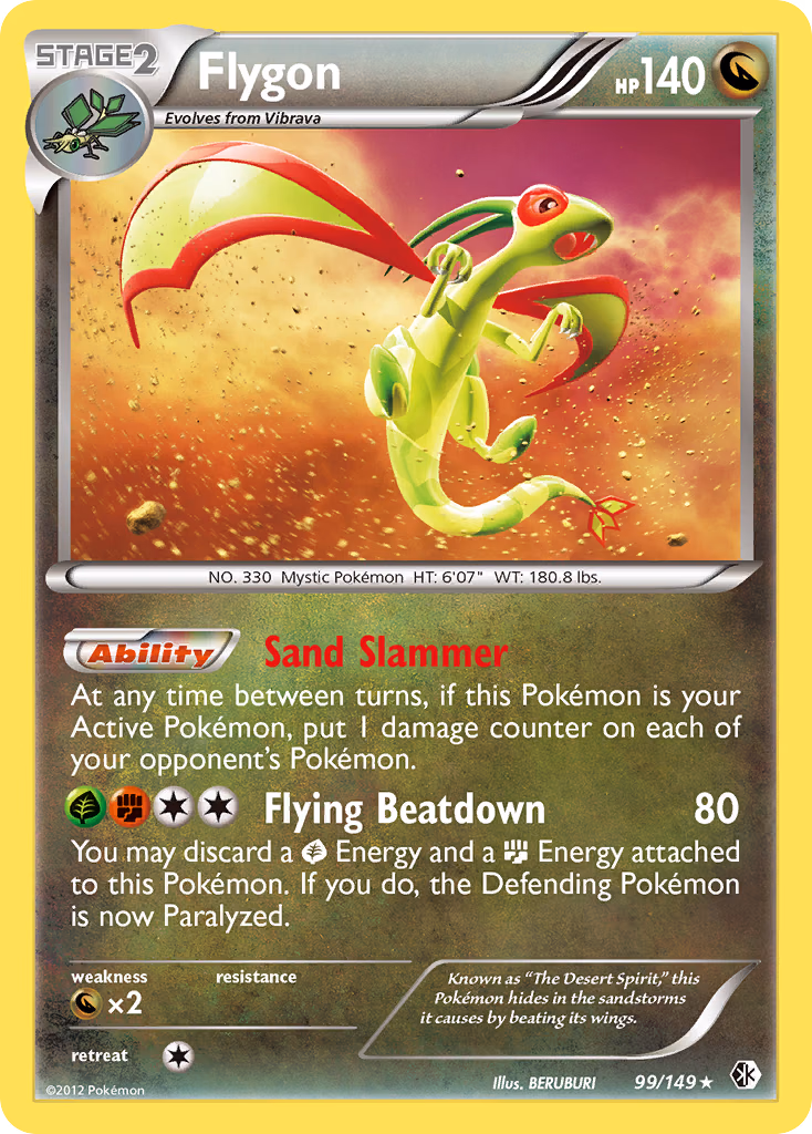 Flygon Pokemon card (99/149, Boundaries Crossed)