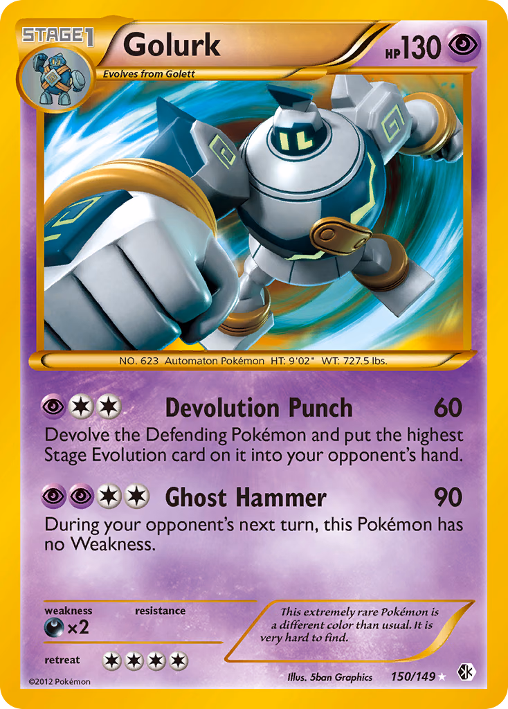 Golurk Pokemon card (150/149, Boundaries Crossed)