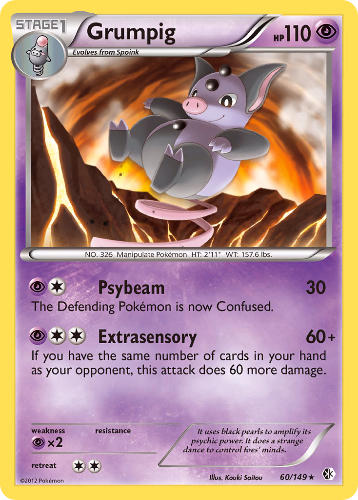 Grumpig Pokemon card (60/149, Boundaries Crossed)