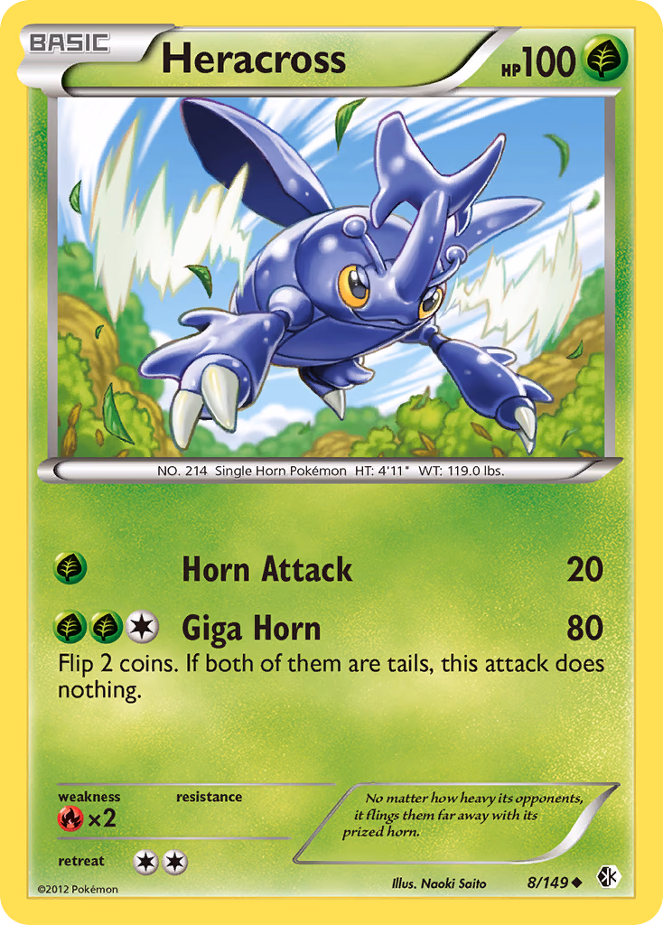 Heracross Pokemon card (8/149, Boundaries Crossed)