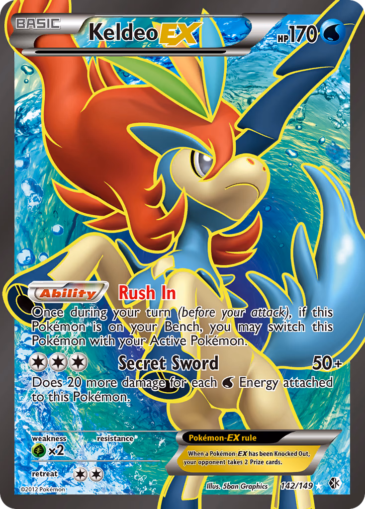 Keldeo-EX Pokemon card (142/149, Boundaries Crossed)