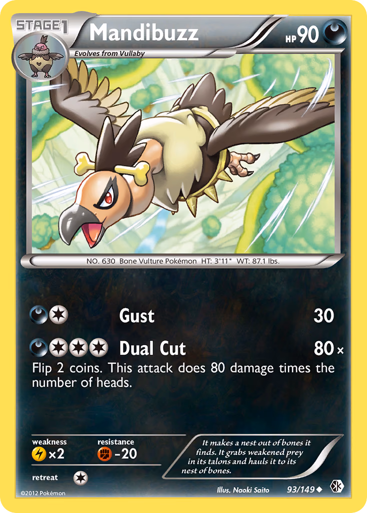 Mandibuzz Pokemon card (93/149, Boundaries Crossed)