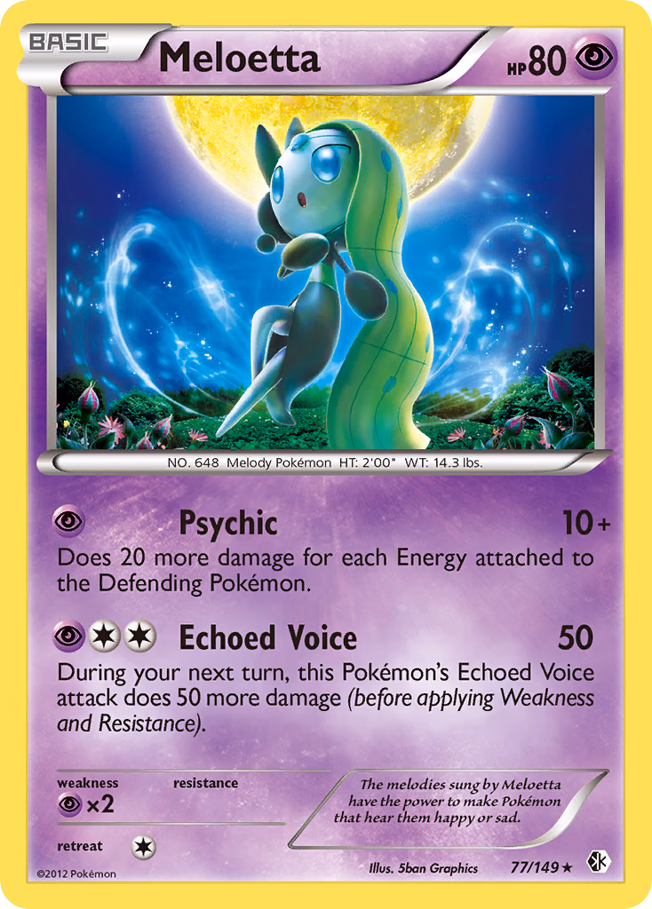 Meloetta Pokemon card (77/149, Boundaries Crossed)