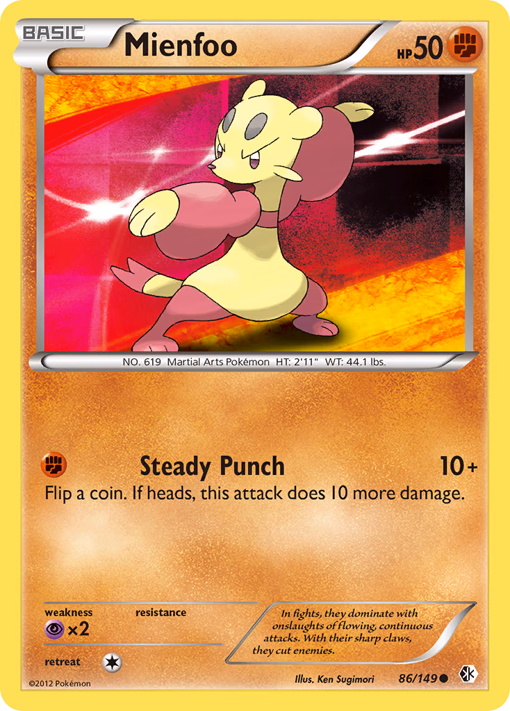 Mienfoo Pokemon card (86/149, Boundaries Crossed)