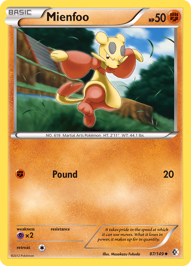 Mienfoo Pokemon card (87/149, Boundaries Crossed)