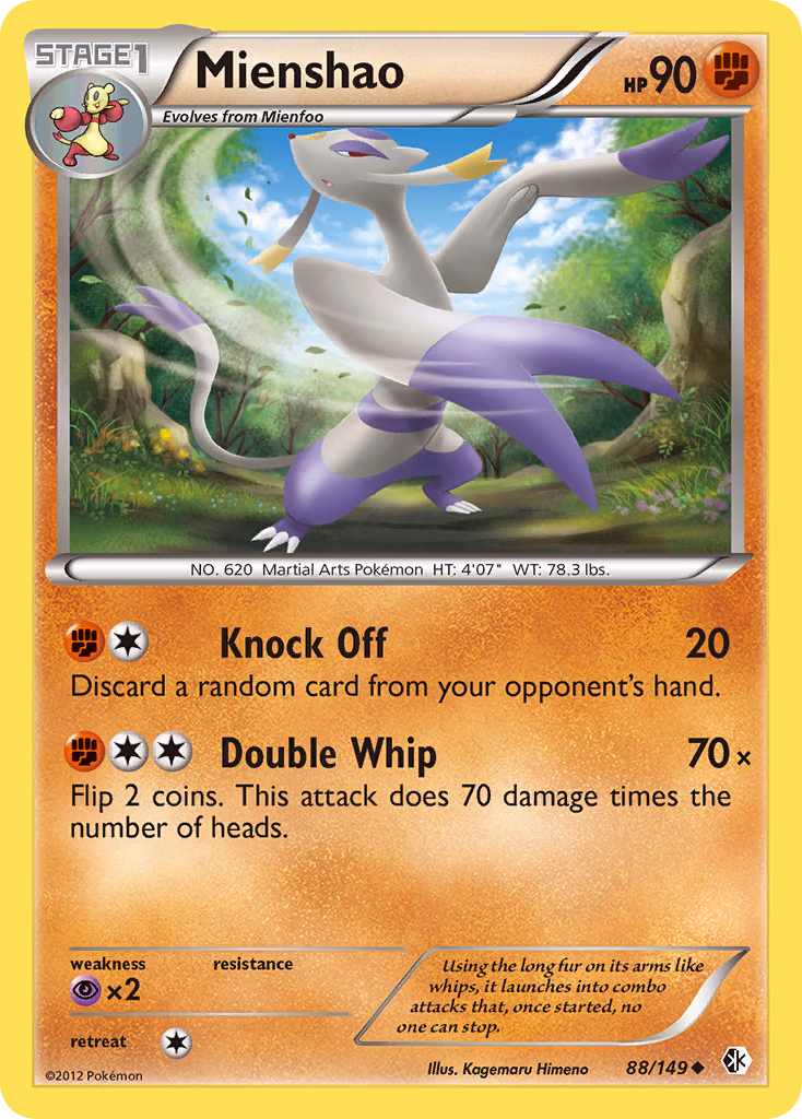 Mienshao Pokemon card (88/149, Boundaries Crossed)