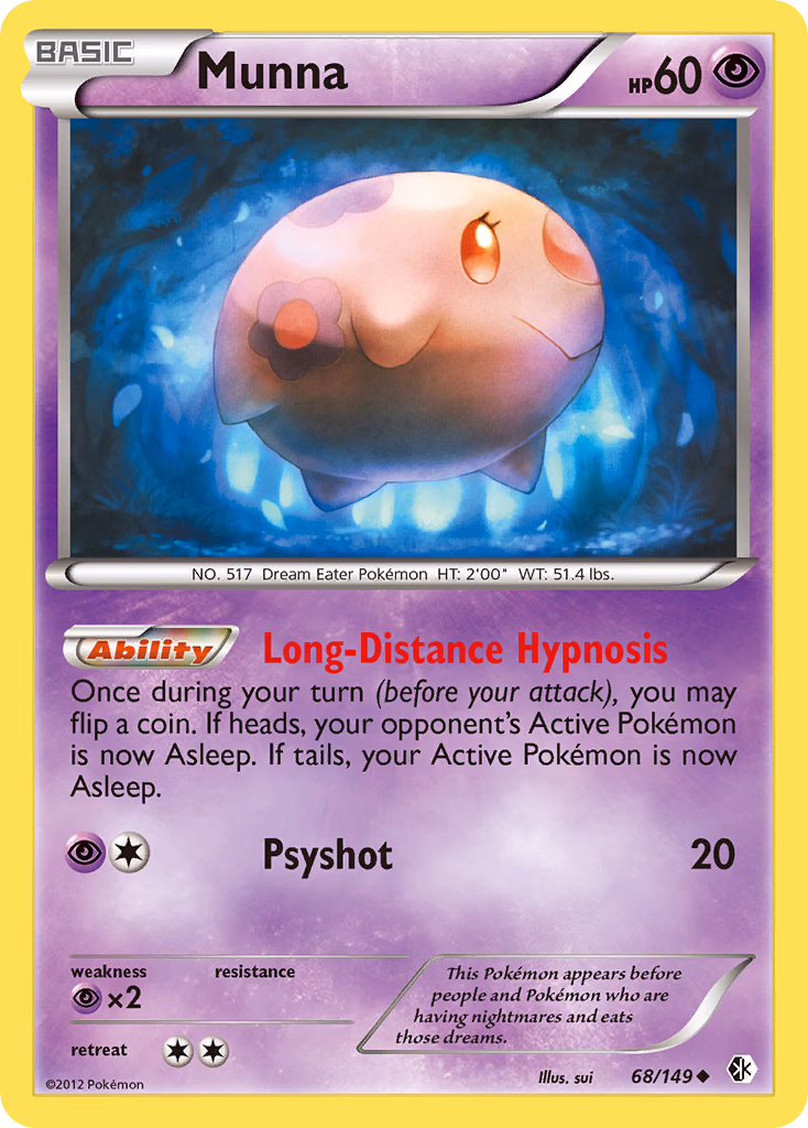 Munna Pokemon card (68/149, Boundaries Crossed)