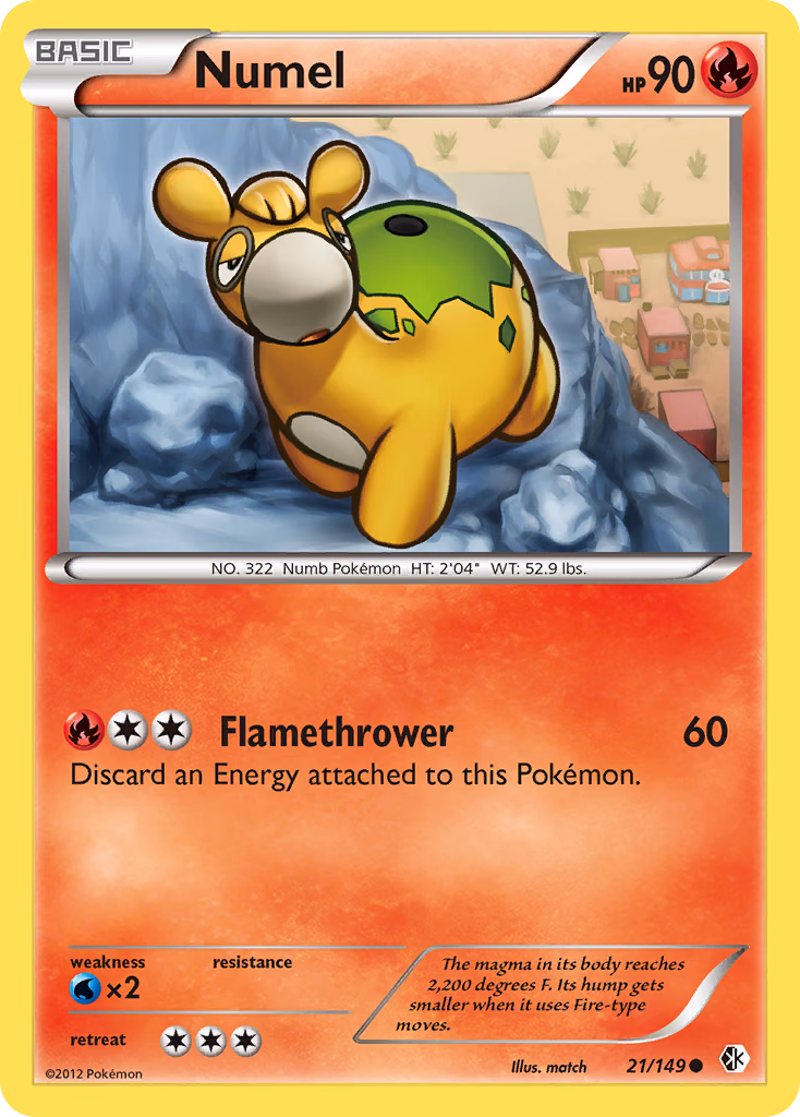 Numel Pokemon card (21/149, Boundaries Crossed)