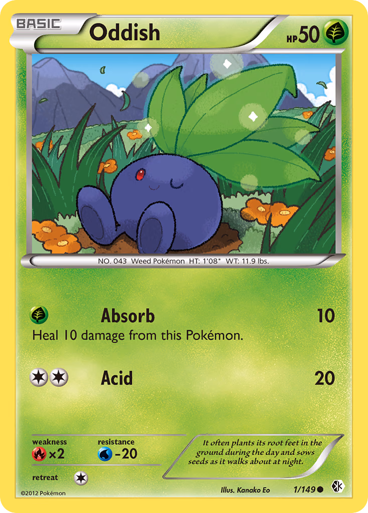 Oddish Pokemon card (1/149, Boundaries Crossed)