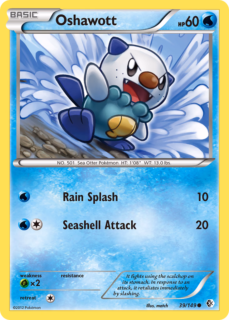 Oshawott Pokemon card (39/149, Boundaries Crossed)