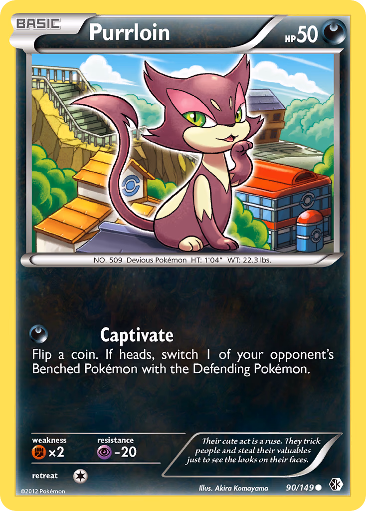 Purrloin Pokemon card (90/149, Boundaries Crossed)