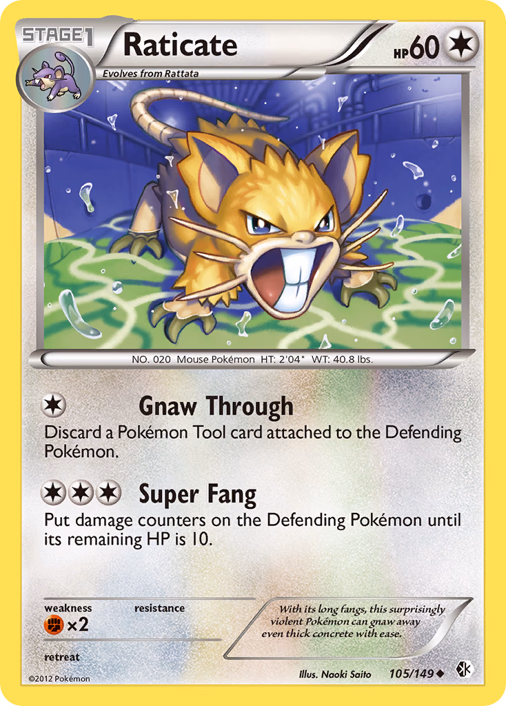 Raticate Pokemon card (105/149, Boundaries Crossed)