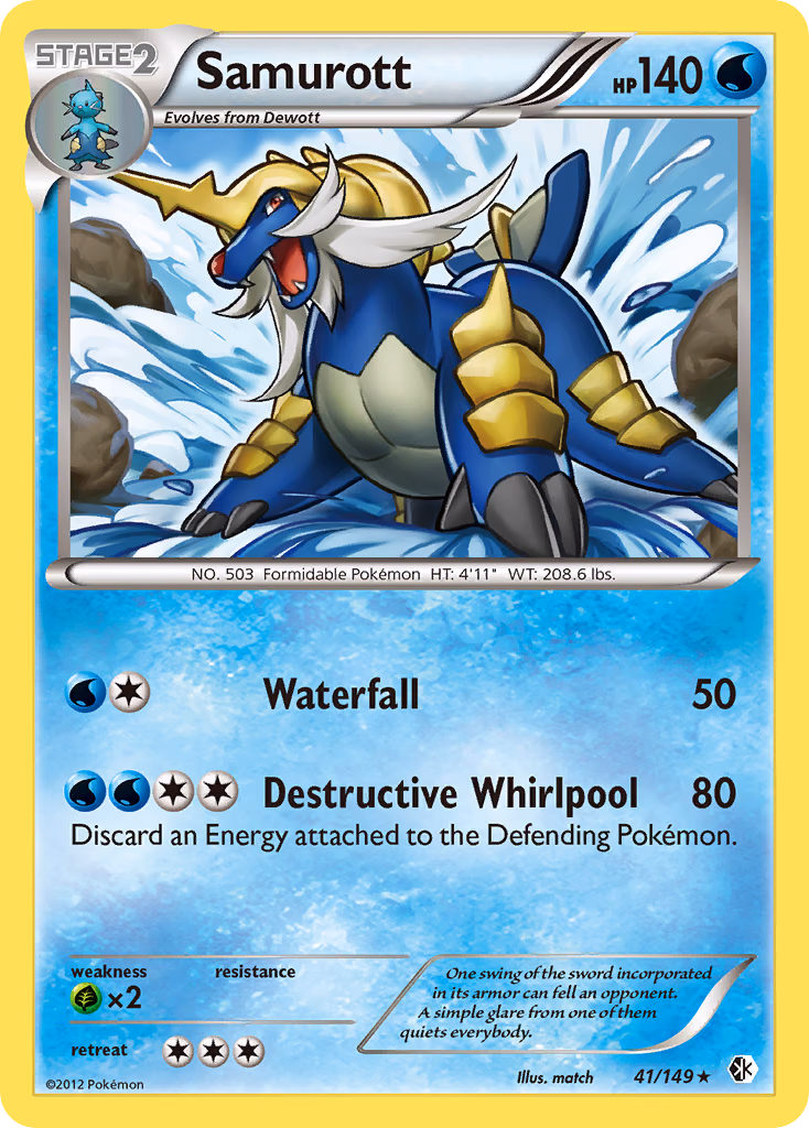 Samurott Pokemon card (41/149, Boundaries Crossed)