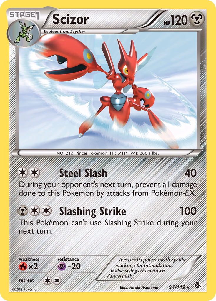 Scizor Pokemon card (94/149, Boundaries Crossed)