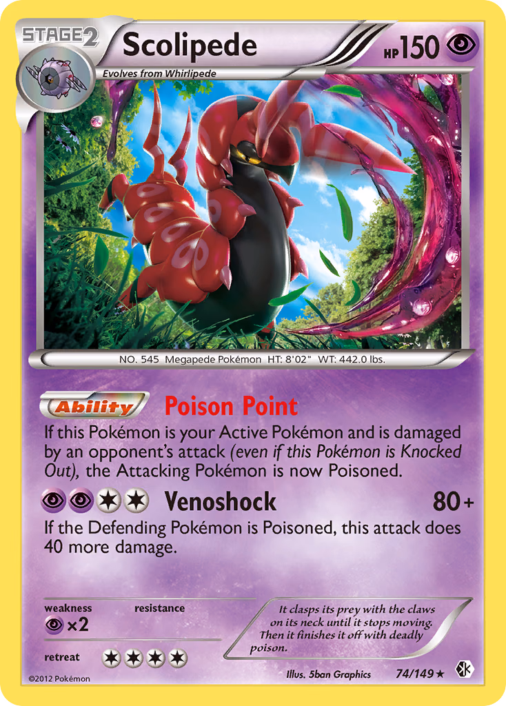 Scolipede Pokemon card (74/149, Boundaries Crossed)