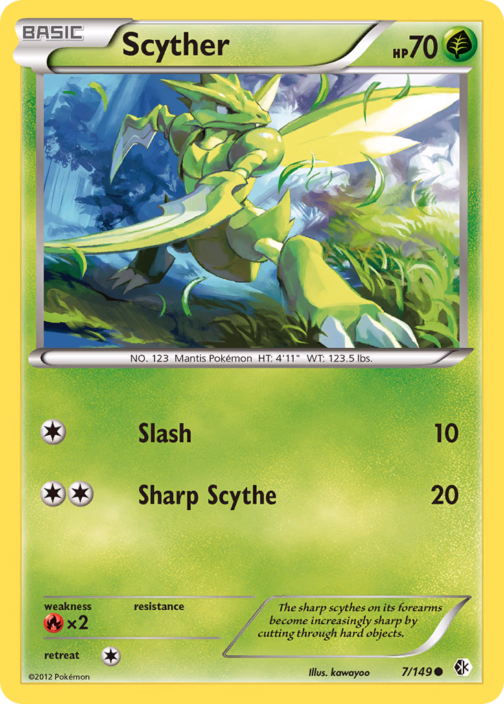 Scyther Pokemon card (7/149, Boundaries Crossed)