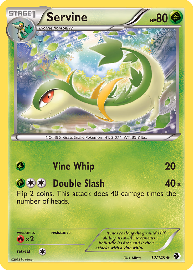Servine Pokemon card (12/149, Boundaries Crossed)