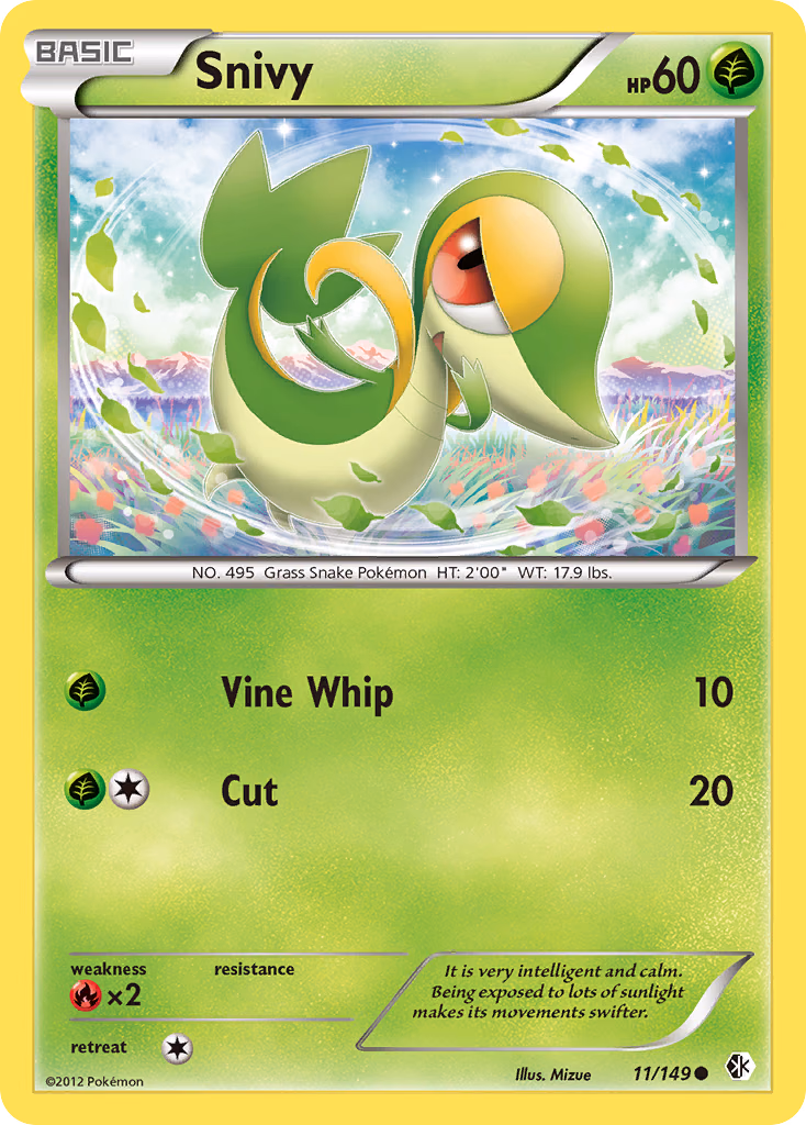 Snivy Pokemon card (11/149, Boundaries Crossed)