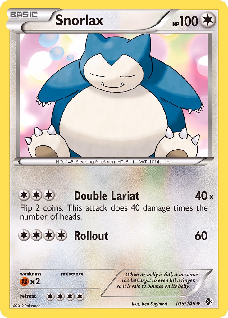 Snorlax Pokemon card (109/149, Boundaries Crossed)