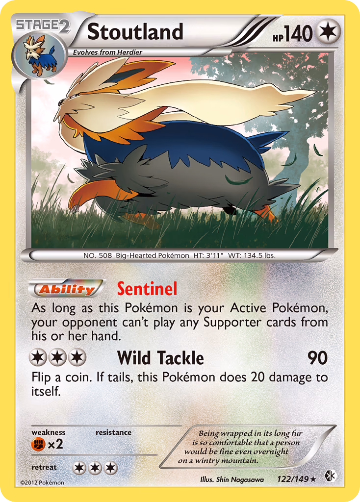 Stoutland Pokemon card (122/149, Boundaries Crossed)